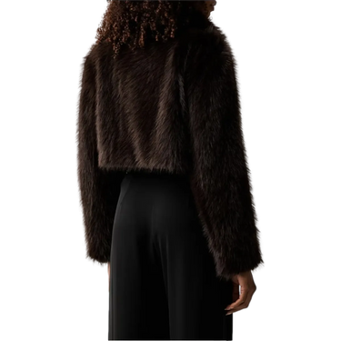 TWINSET Twinset Cropped Jasje Van Imitatiebont - Donkerbruin