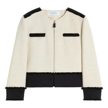 MAXMARA MaxMara Pagaia Cropped Blazer - Ecru/Black
