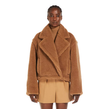 MAXMARA Maxmara cropped teddy bear icon coat in camel