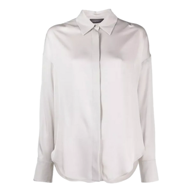 LORENA ANTONIAZZI Lorena Antoniazzi Luna Satin Blouse - Silver Grey