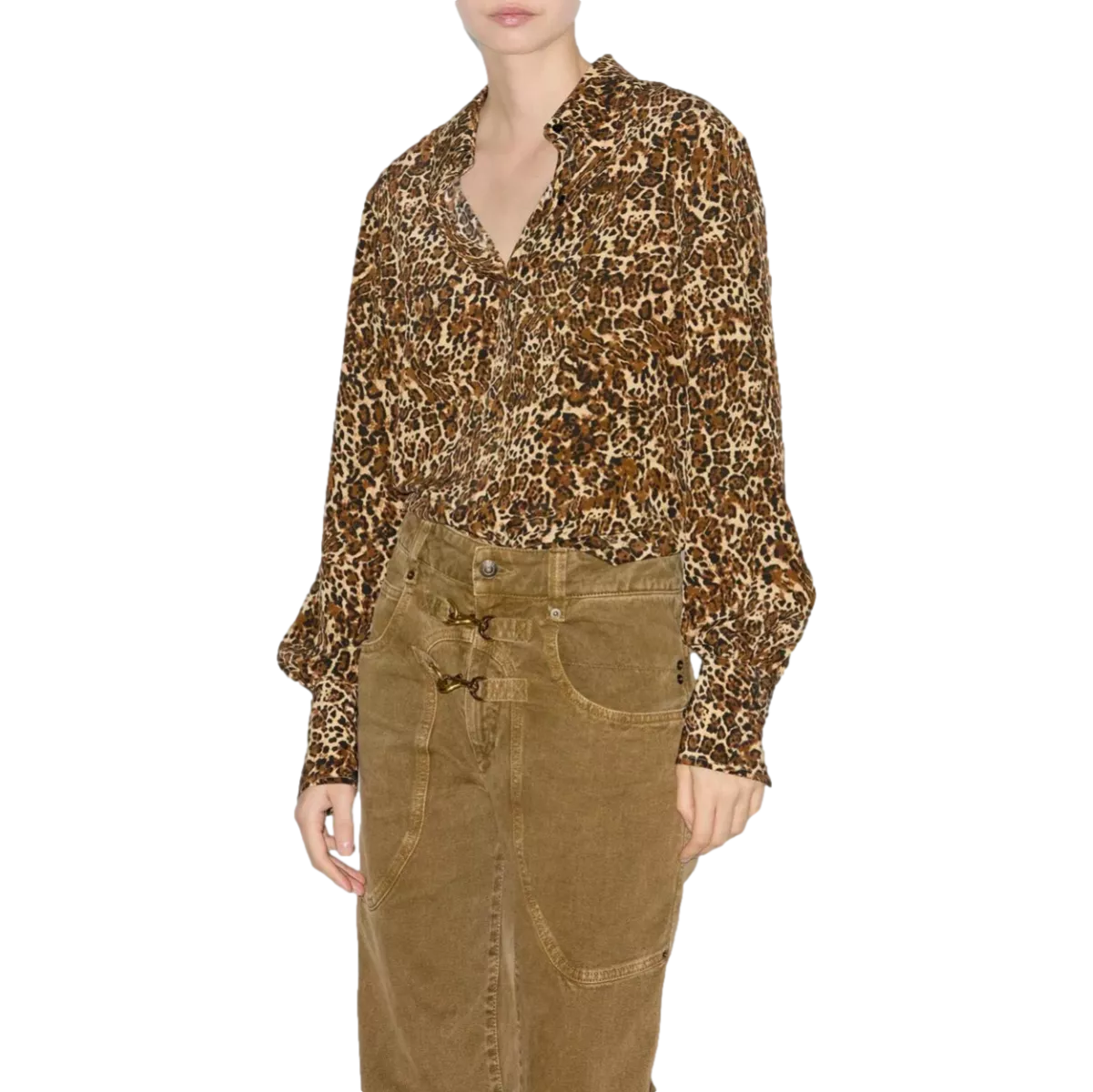 ISABEL MARANT Isabel Marant Teysa flowing shirt in printed silk leopard