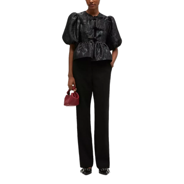 GANNI Ganni Top Met Pofmouwen En Strik Zwart - Sisera Laren