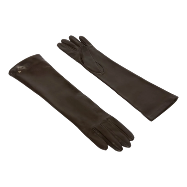 MAXMARA MaxMara Leren Handschoenen Donkerbruin