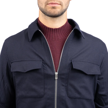 MARCO PESCAROLO Marco Pescarolo Urus Wollen Overshirt -  Donkerblauw