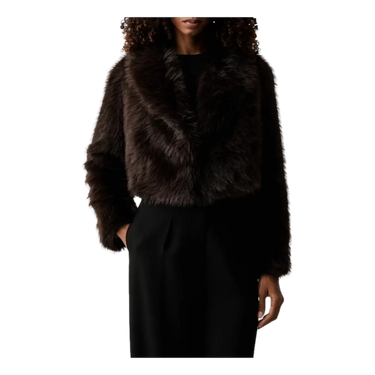 TWINSET Twinset Cropped Jasje Van Imitatiebont - Donkerbruin