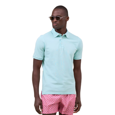 FEDELI Fedeli Polo Piquet Superlight Cotton - Aqua Blue