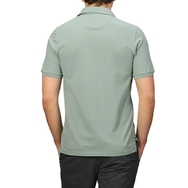 FEDELI Fedeli Washes Light Green Cotton Pique Polo Shirt