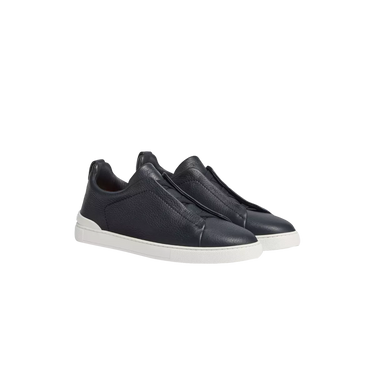 ZEGNA Zegna Navy Blue Deerskin Triple Stitch™ Sneakers