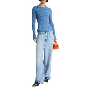 GANNI Ganni Polo Blauw Gemêleerd - Sisera Laren