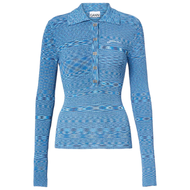 GANNI Ganni Polo Blauw Gemêleerd - Sisera Laren