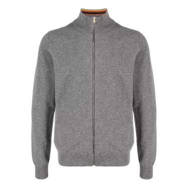 PAUL SMITH Paul Smith Cashmere Zip Up Cardigan Grey