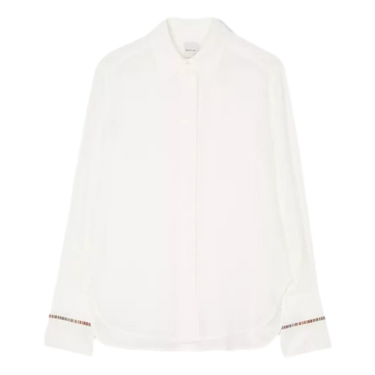 PAUL SMITH Paul Smith Women's White Silk 'Signature Stripe' Detail Shirt