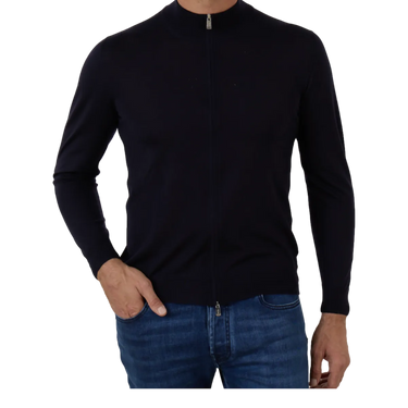 FEDELI Fedeli Favonio Open Slim Vest - Donkerblauw