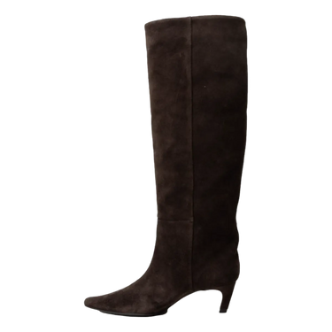 LOLA CRUZ Lola Cruz Hoge Laars Donkerbruin Suede