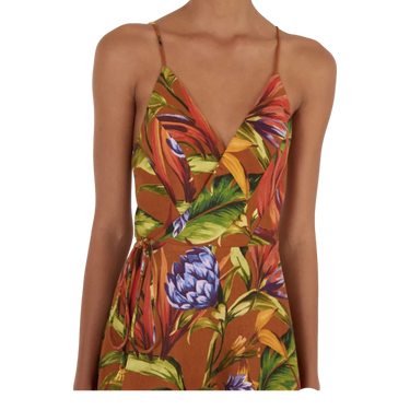 FARMRIO Farmrio Midi Dress - Bruin Combi