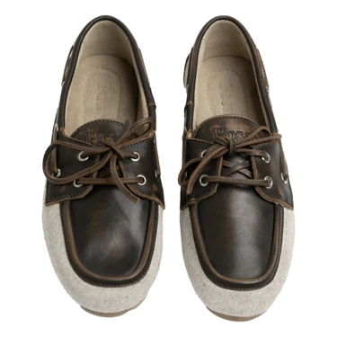 POSA Posa Boat Loafer Linen - Bruin Combi