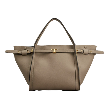 TODS Tods T Signature Shopping Bag - Taupe