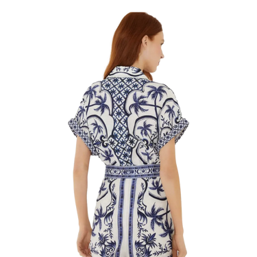 FARMRIO Farmrio Belted Jumpsuit Blauw Combi - Match Laren