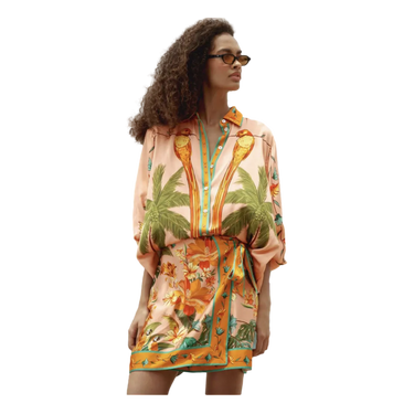 FARMRIO Farmrio Birds Lenzing Ecovero Mini Skirt - Oranje Combi