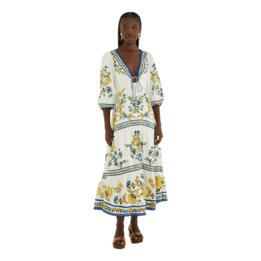 FARMRIO Farmrio Floral Midi Dress - Blauw Combi
