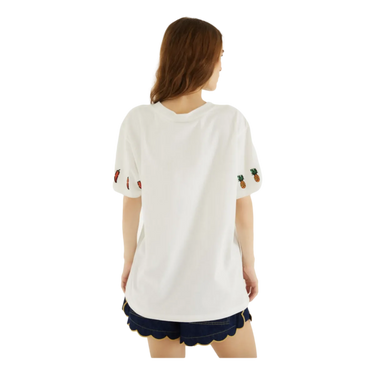 FARMRIO Farmrio Brazilian Bodega Short Sleeve T-Shirt - Off White Combi