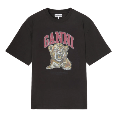 GANNI Ganni T-Shirt With Tiger - Antraciet