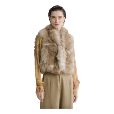 FORTE_FORTE Forte Forte Siberian Husky Faux Fur Gilet - Zand