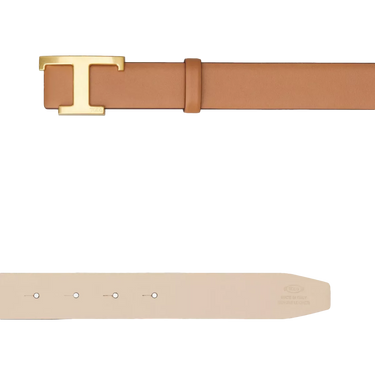 TODS Tod's Reversible Belt Leather - Cognac/Beige