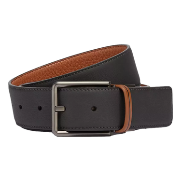 ZEGNA Zegna Black and Foliage Reversible Leather Belt