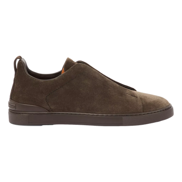 ZEGNA Zegna Suede Brown Triple Stitch Sneaker