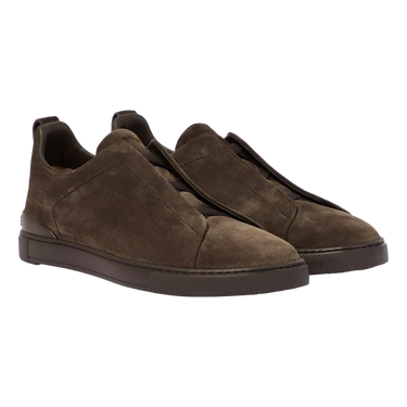 ZEGNA Zegna Suede Brown Triple Stitch Sneaker